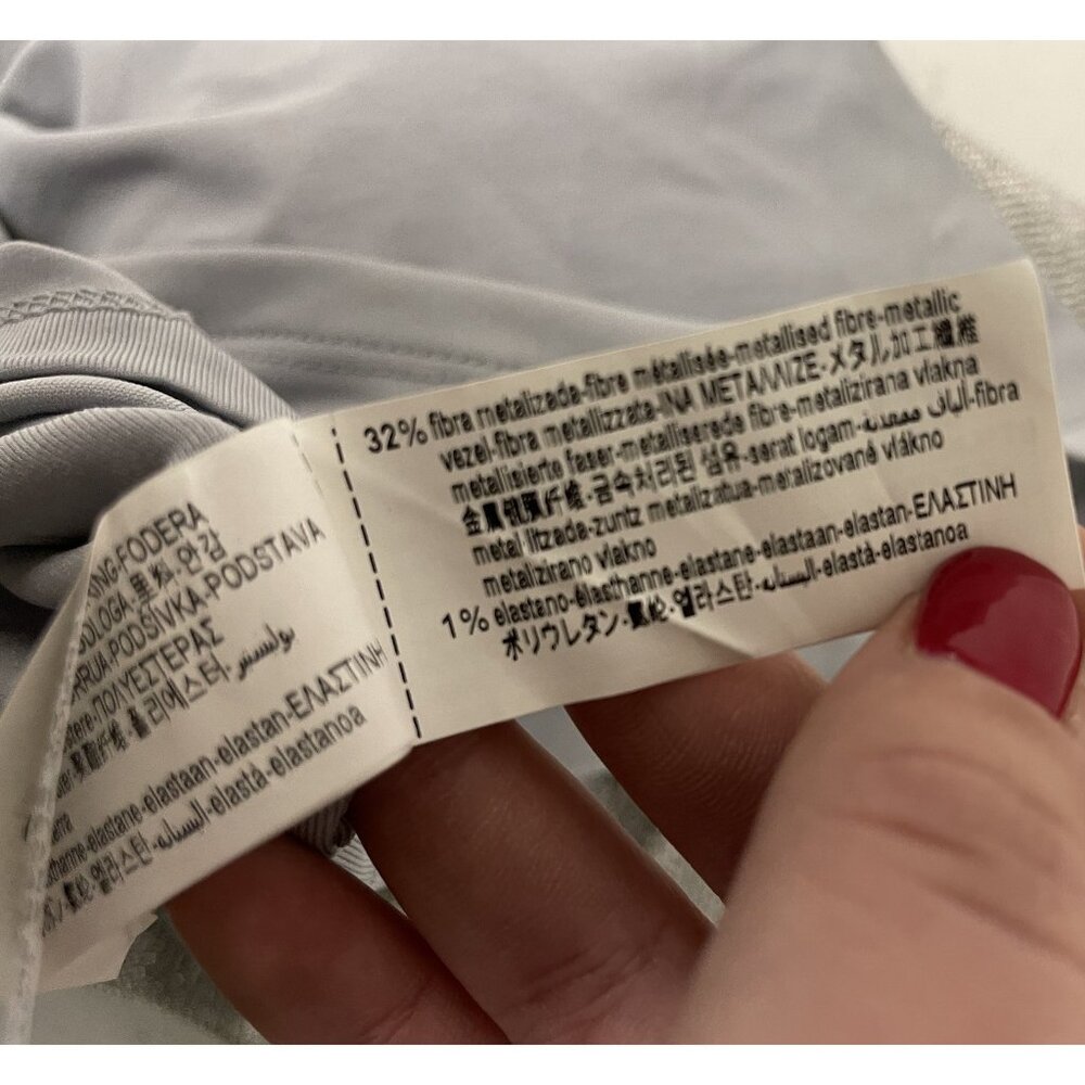 Zara Womens Metallic Thread Midi Dress Medium Silver Straight Neck 1131/821 NWT - Picture 13 of 16